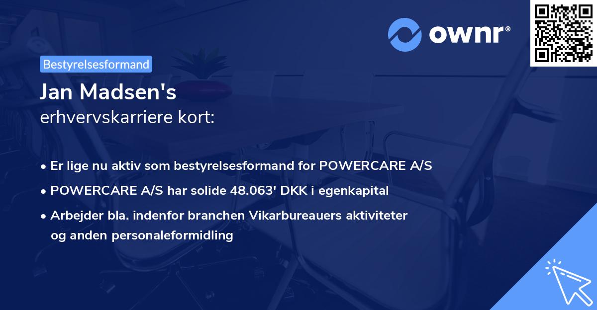 Jan Madsen's erhvervskarriere kort