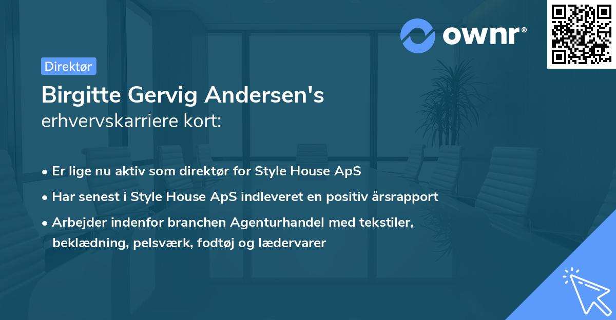 Birgitte Gervig Andersen's erhvervskarriere kort