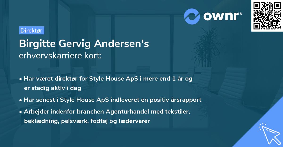 Birgitte Gervig Andersen's erhvervskarriere kort