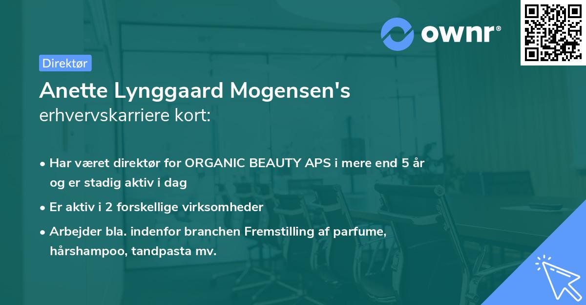Anette Lynggaard Mogensen's erhvervskarriere kort