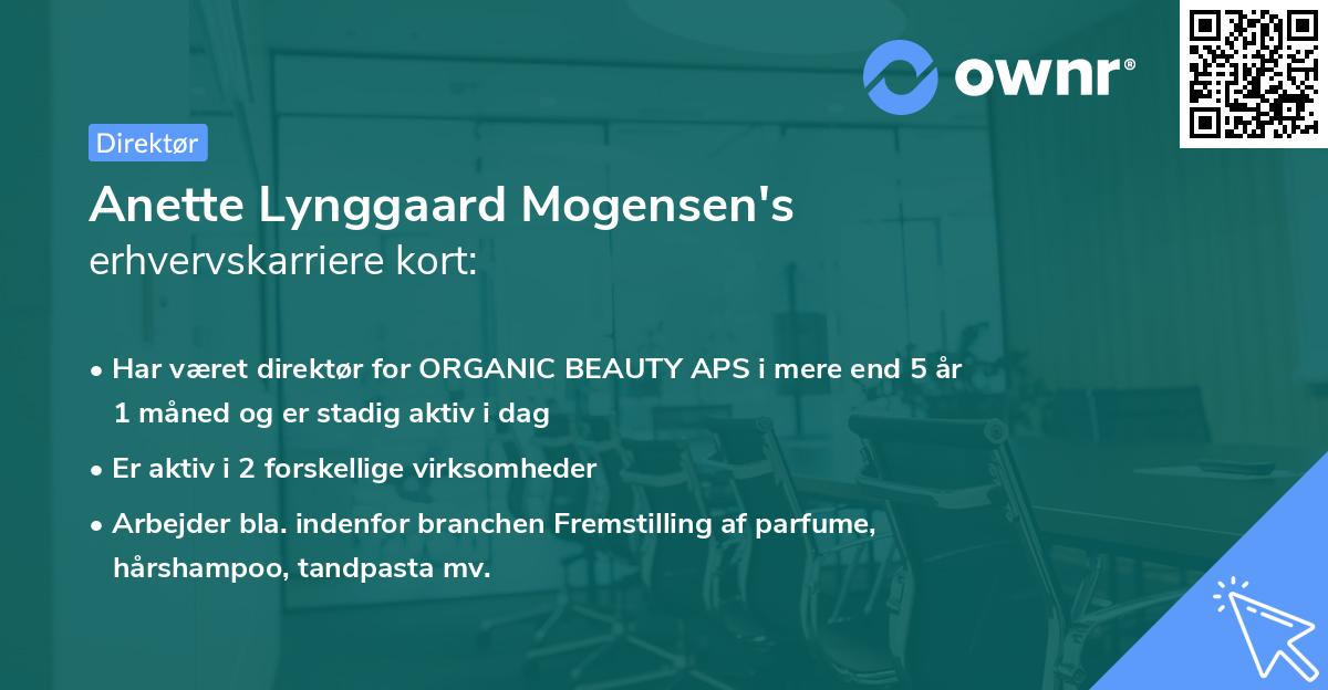 Anette Lynggaard Mogensen's erhvervskarriere kort