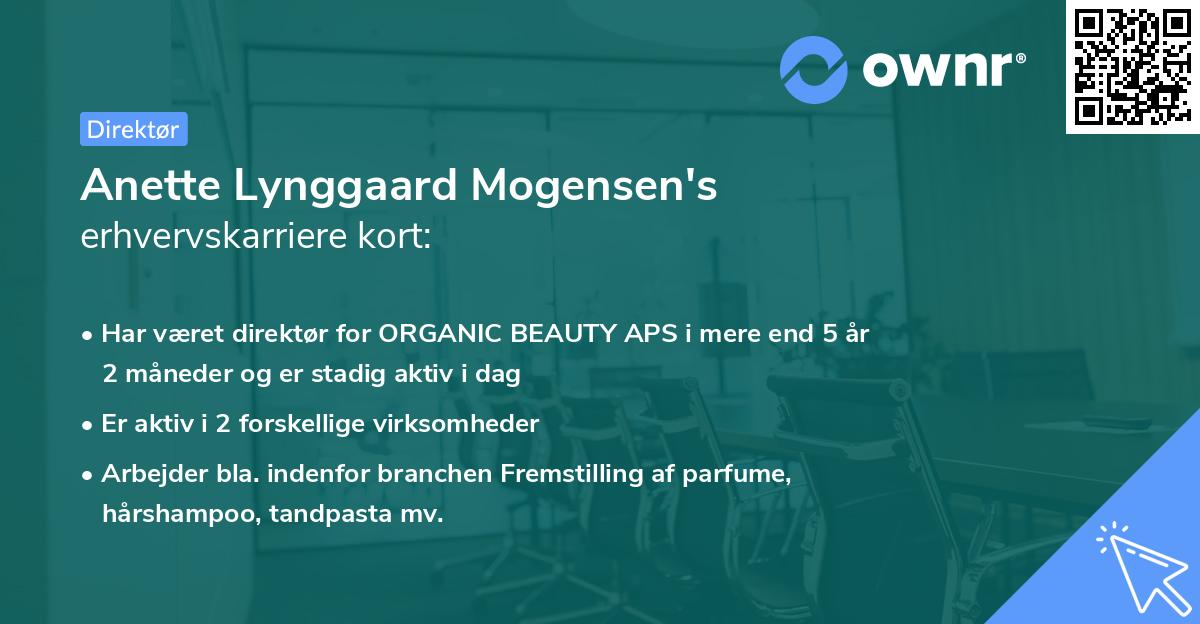 Anette Lynggaard Mogensen's erhvervskarriere kort