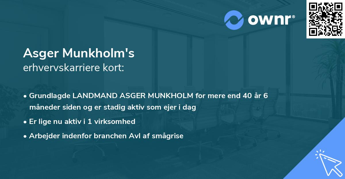 Asger Munkholm's erhvervskarriere kort