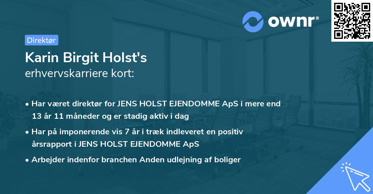 Karin Birgit Holst's erhvervskarriere kort
