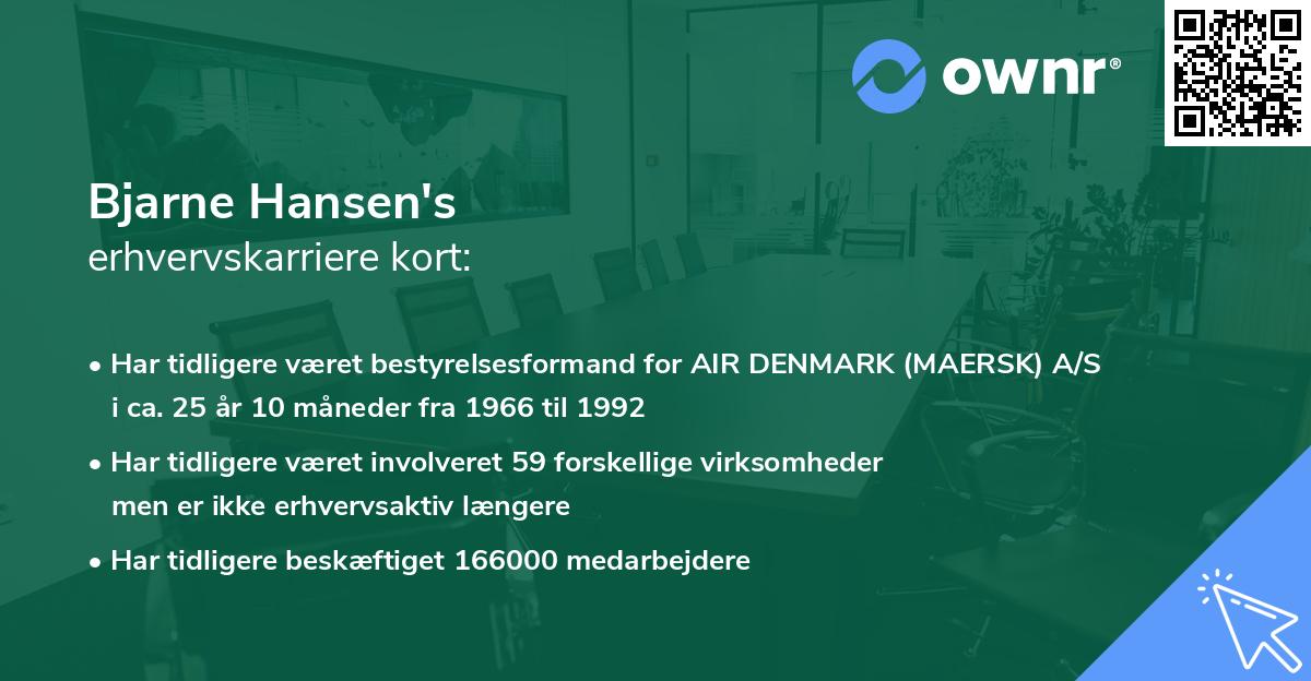 Bjarne Hansen's erhvervskarriere kort