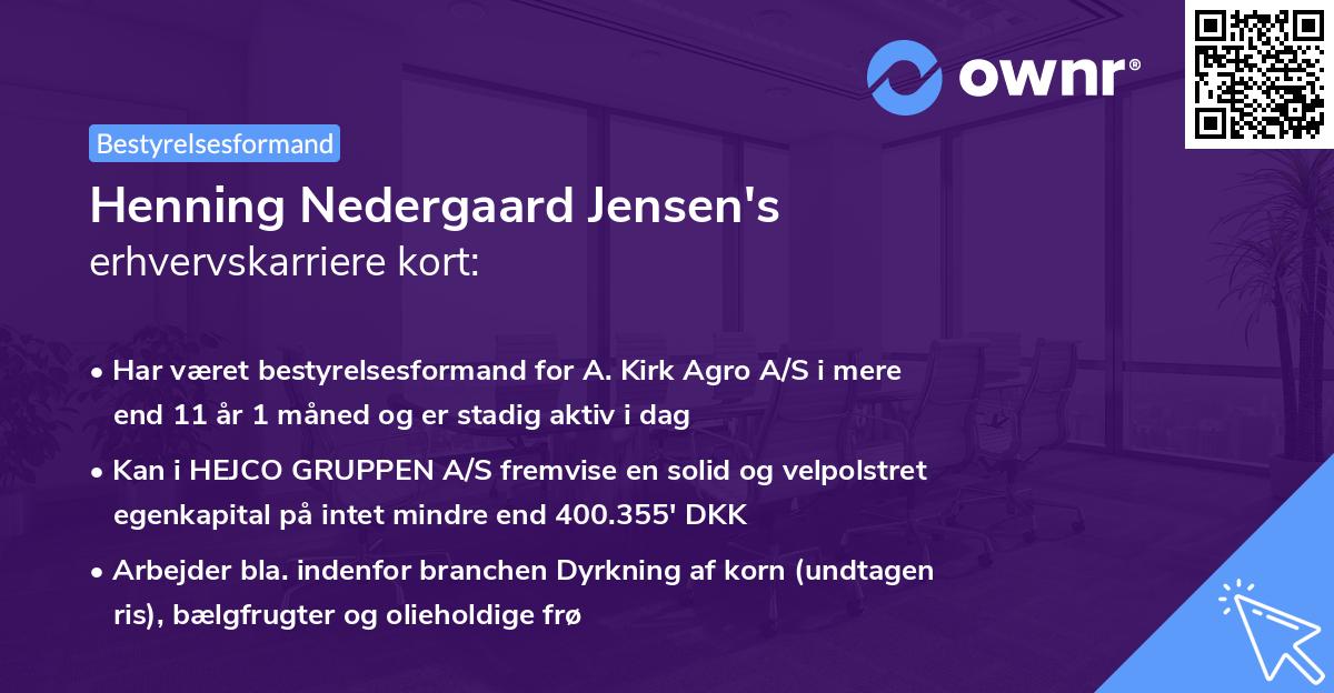 Henning Nedergaard Jensen's erhvervskarriere kort