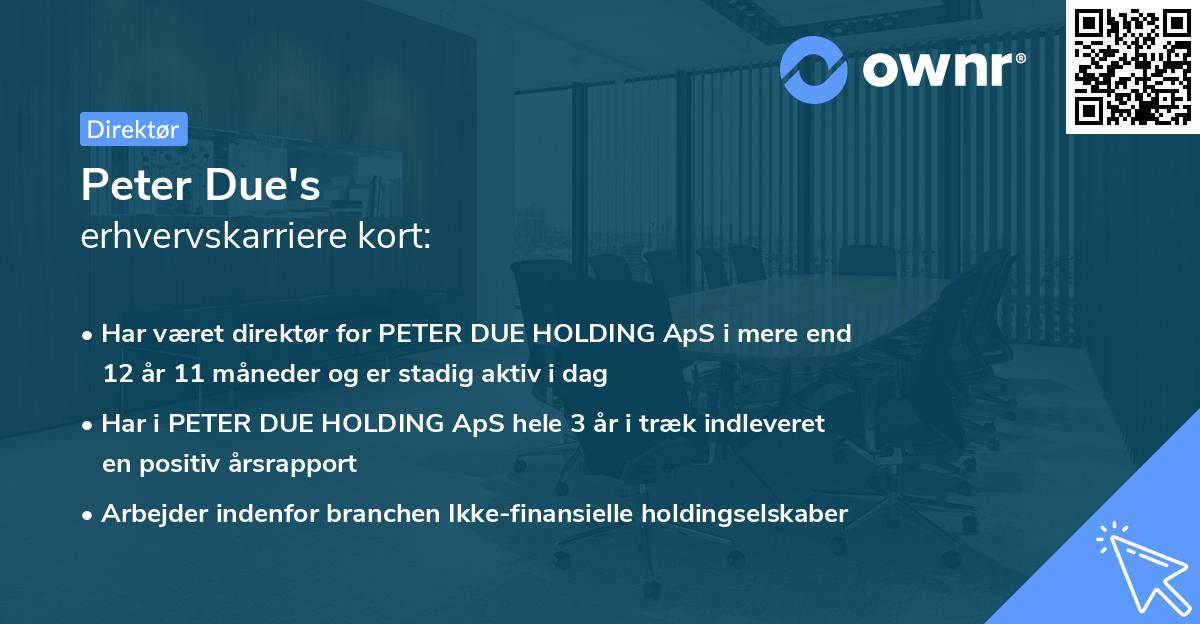 Peter Due's erhvervskarriere kort