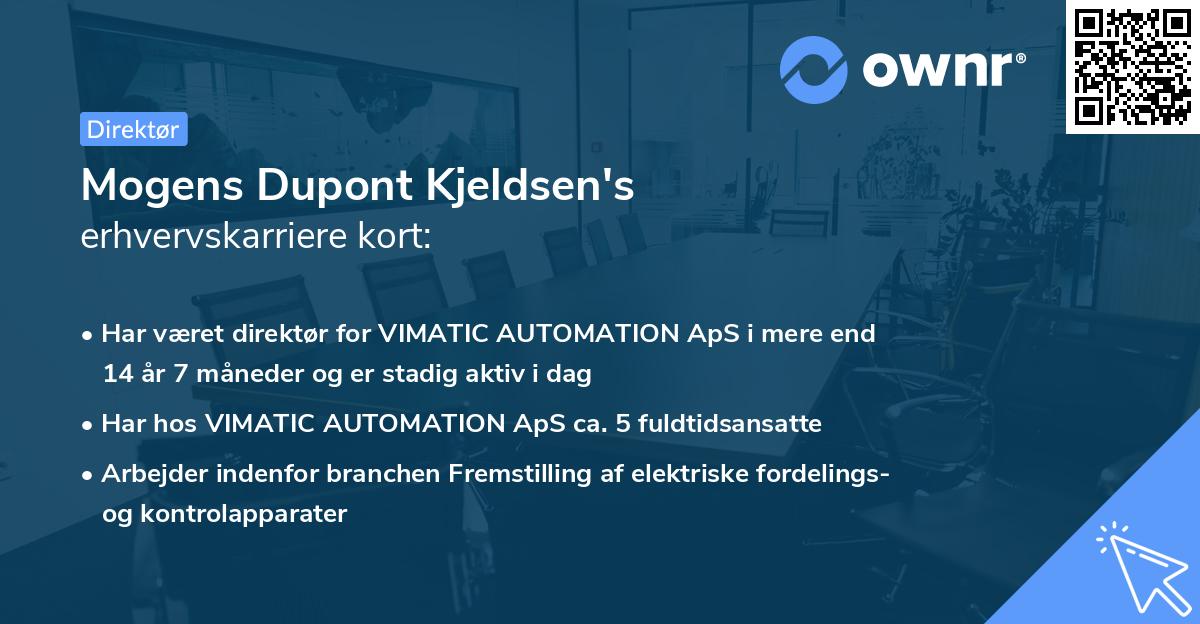 Mogens Dupont Kjeldsen's erhvervskarriere kort