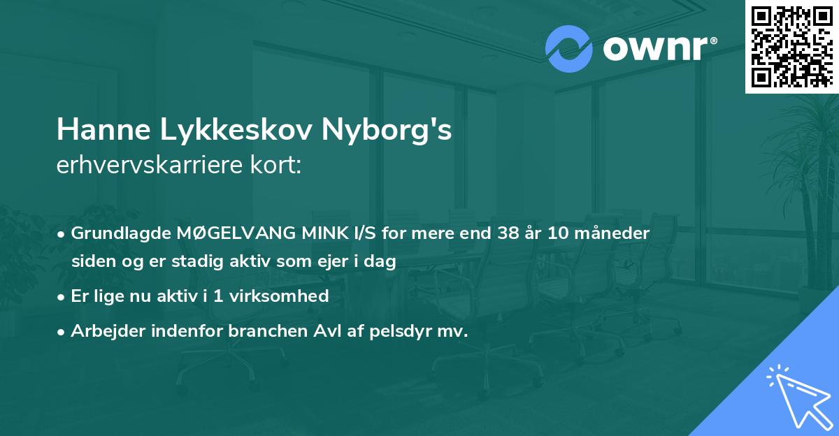 Hanne Lykkeskov Nyborg's erhvervskarriere kort