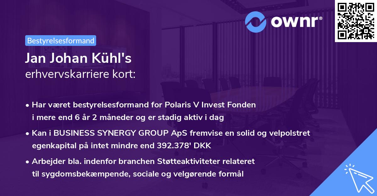 Jan Johan Kühl's erhvervskarriere kort
