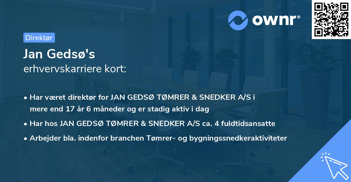 Jan Gedsø's erhvervskarriere kort