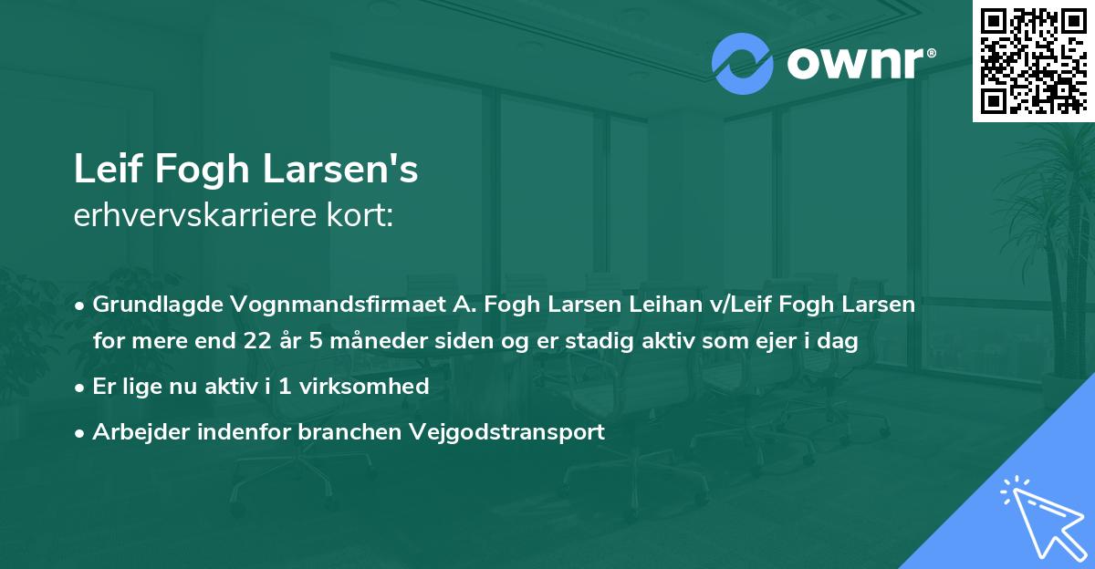 Leif Fogh Larsen's erhvervskarriere kort