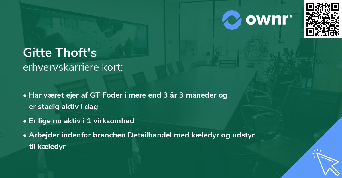 Gitte Thoft's erhvervskarriere kort