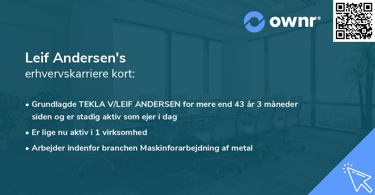 Leif Andersen's erhvervskarriere kort