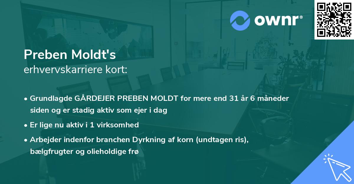 Preben Moldt's erhvervskarriere kort