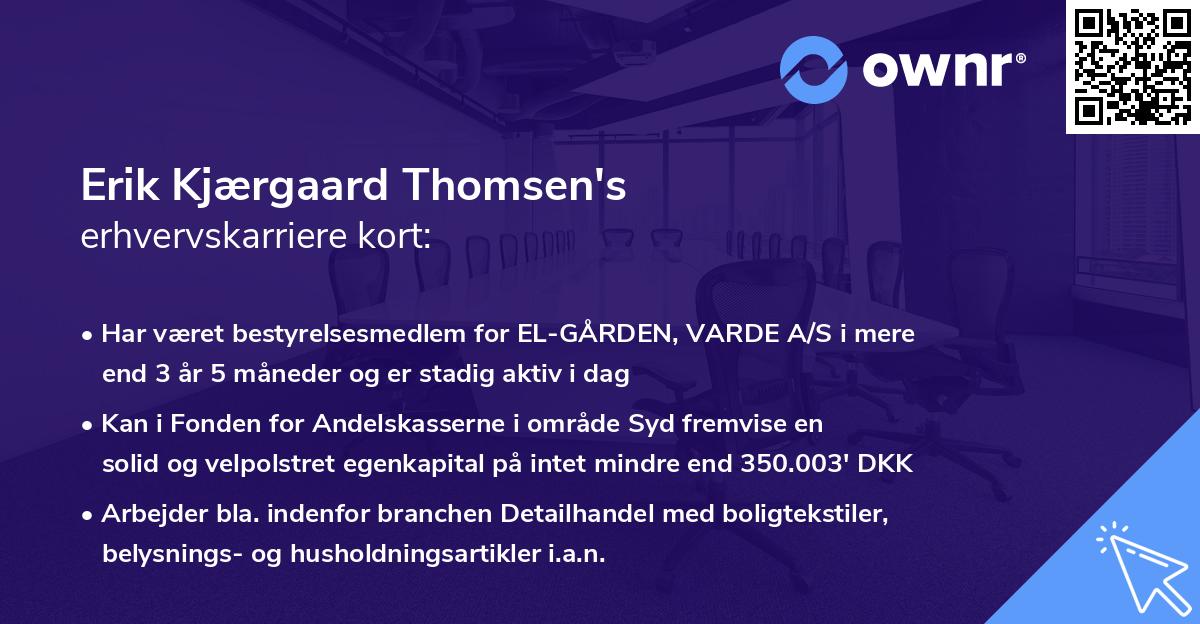 Erik Kjærgaard Thomsen's erhvervskarriere kort