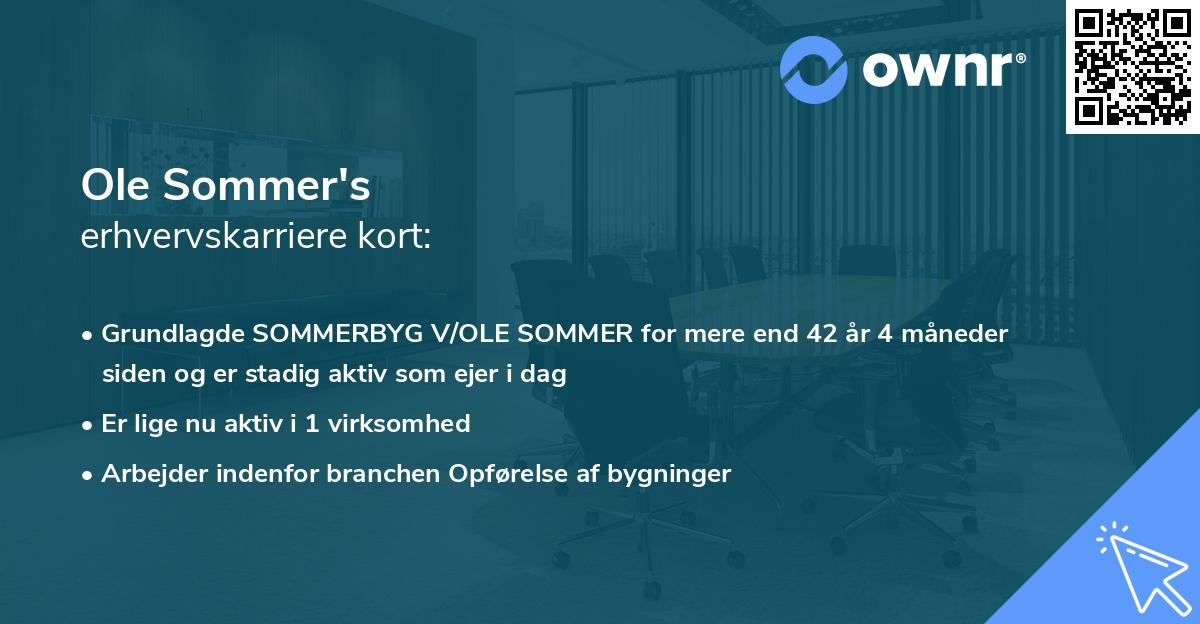 Ole Sommer's erhvervskarriere kort