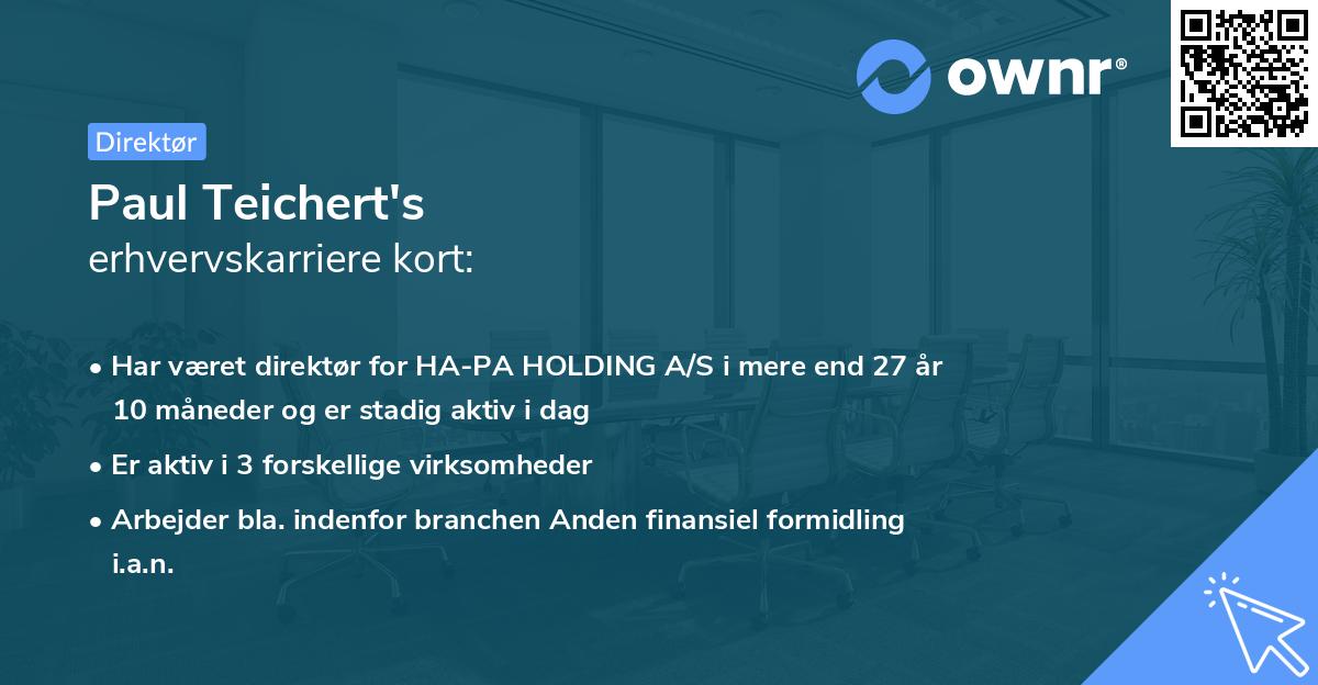 Paul Teichert's erhvervskarriere kort