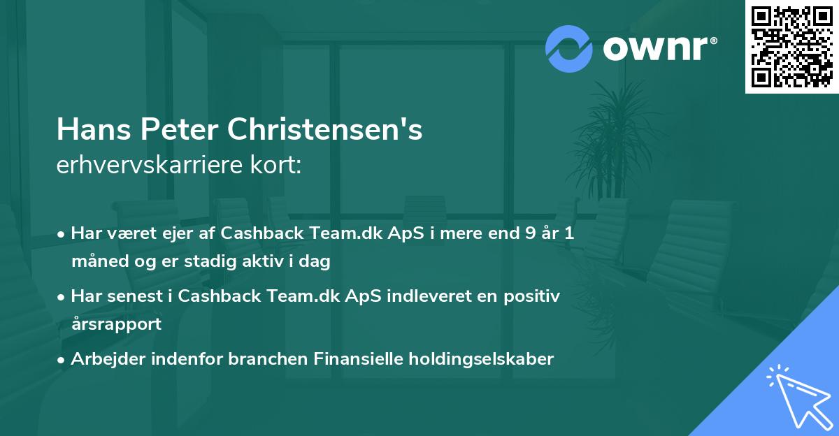 Hans Peter Christensen's erhvervskarriere kort