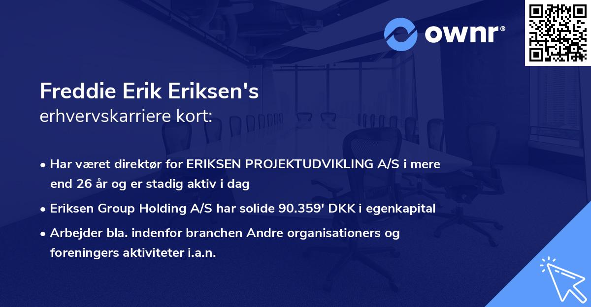 Freddie Erik Eriksen's erhvervskarriere kort