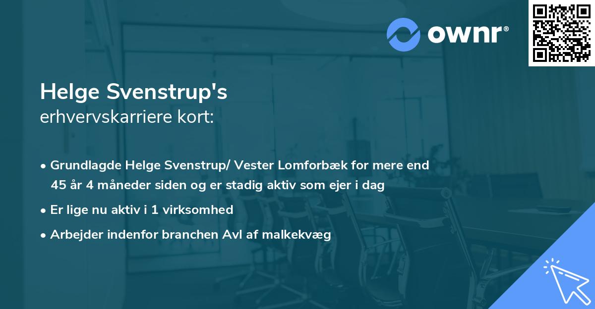 Helge Svenstrup's erhvervskarriere kort