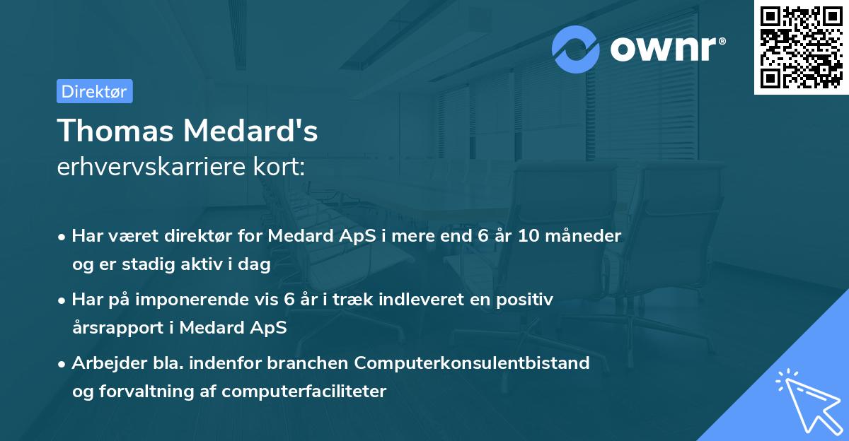 Thomas Medard's erhvervskarriere kort