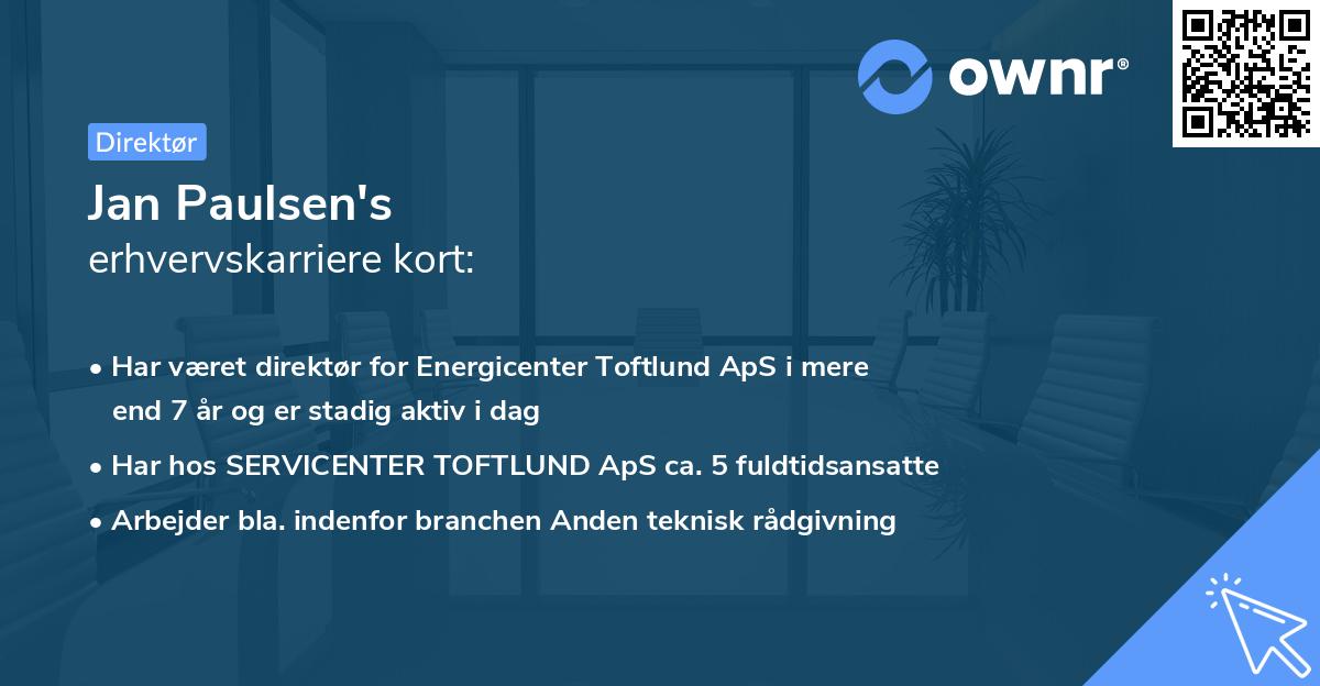 Jan Paulsen's erhvervskarriere kort