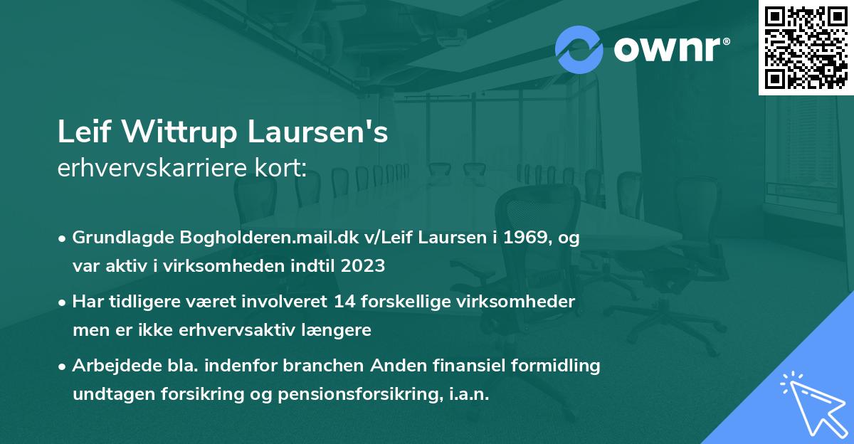 Leif Wittrup Laursen's erhvervskarriere kort