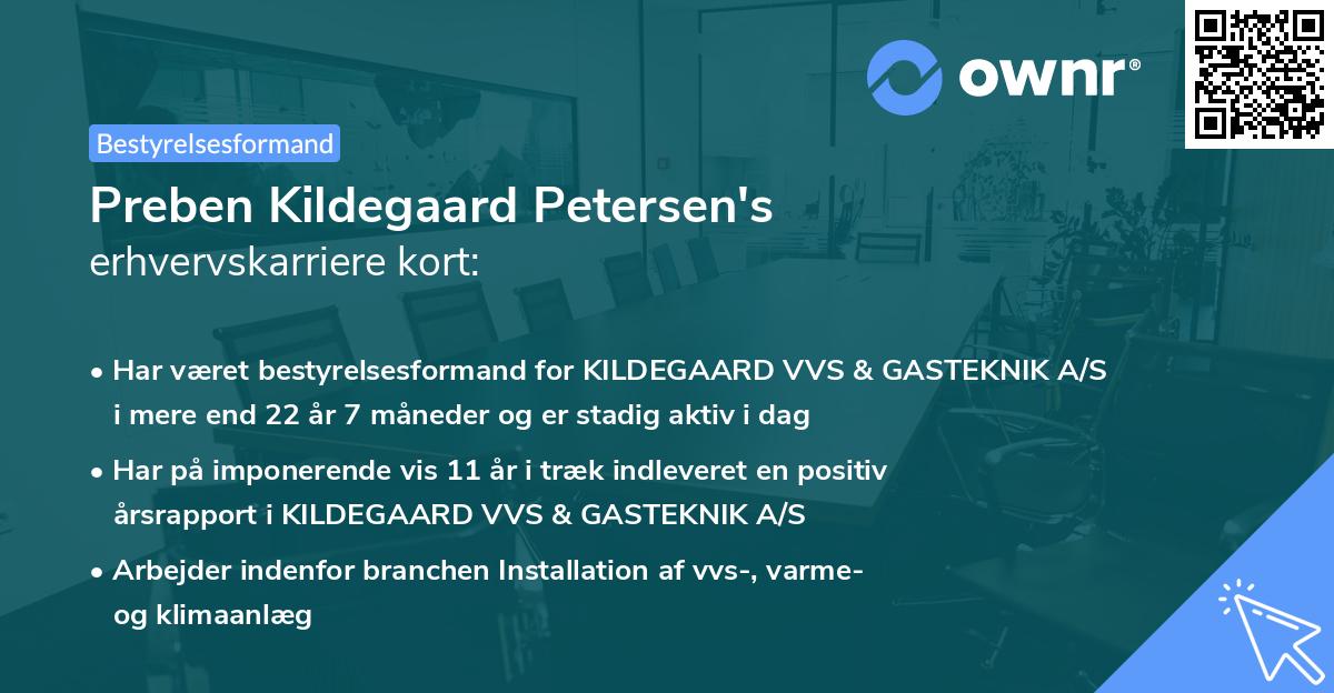 Preben Kildegaard Petersen's erhvervskarriere kort