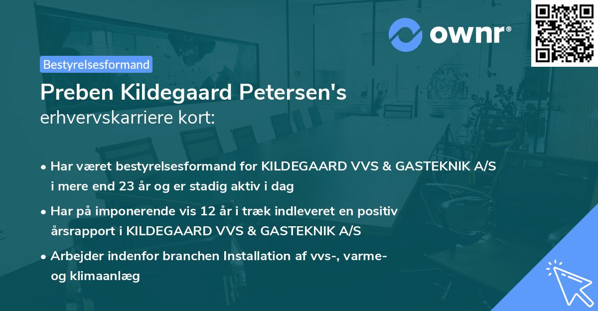 Preben Kildegaard Petersen's erhvervskarriere kort