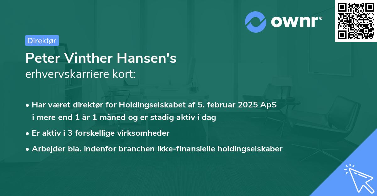 Peter Vinther Hansen's erhvervskarriere kort