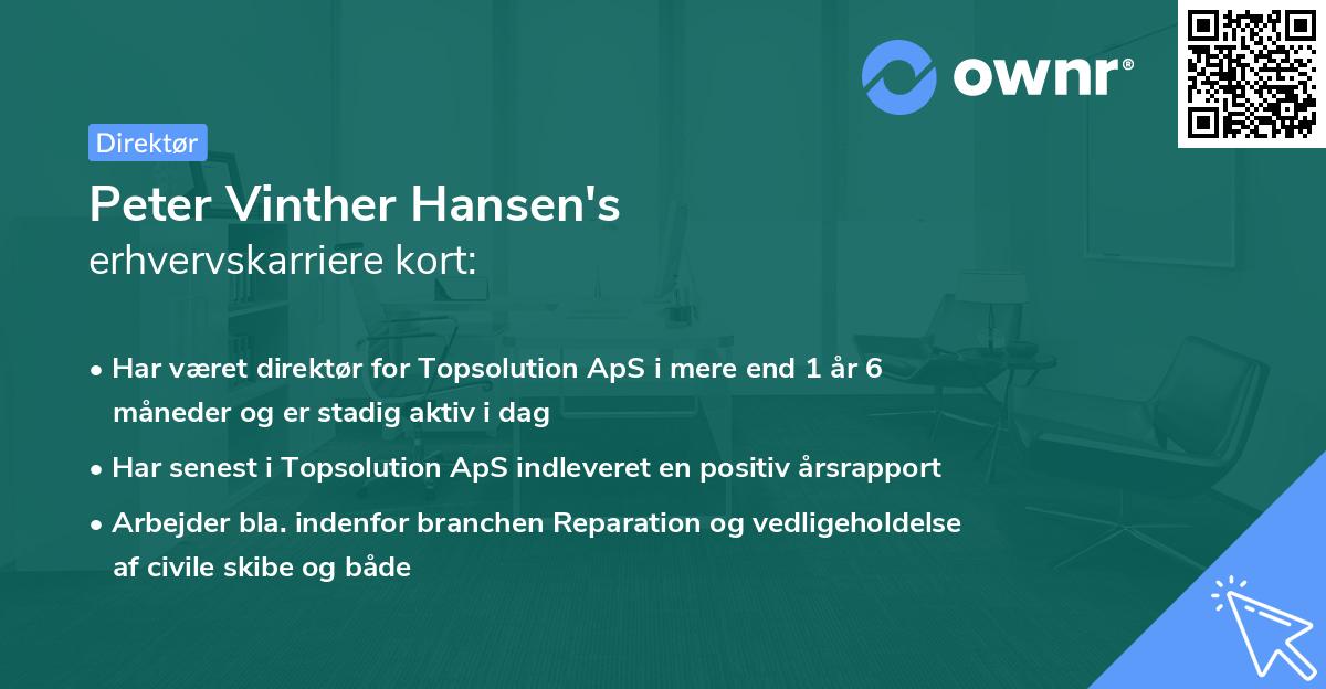 Peter Vinther Hansen's erhvervskarriere kort