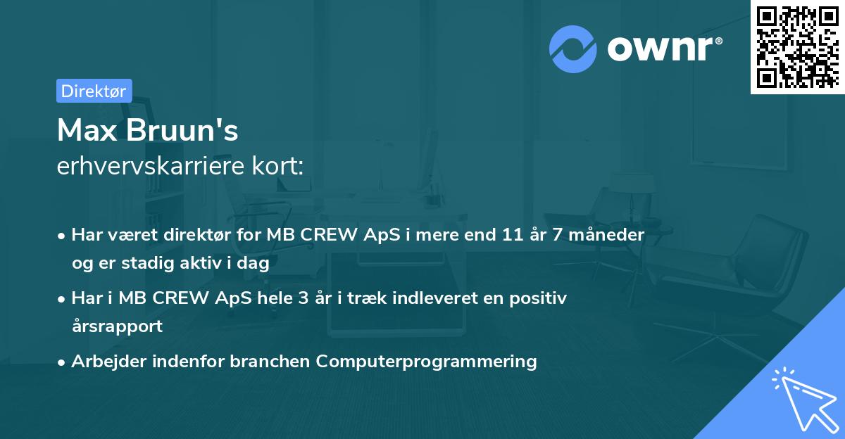Max Bruun's erhvervskarriere kort