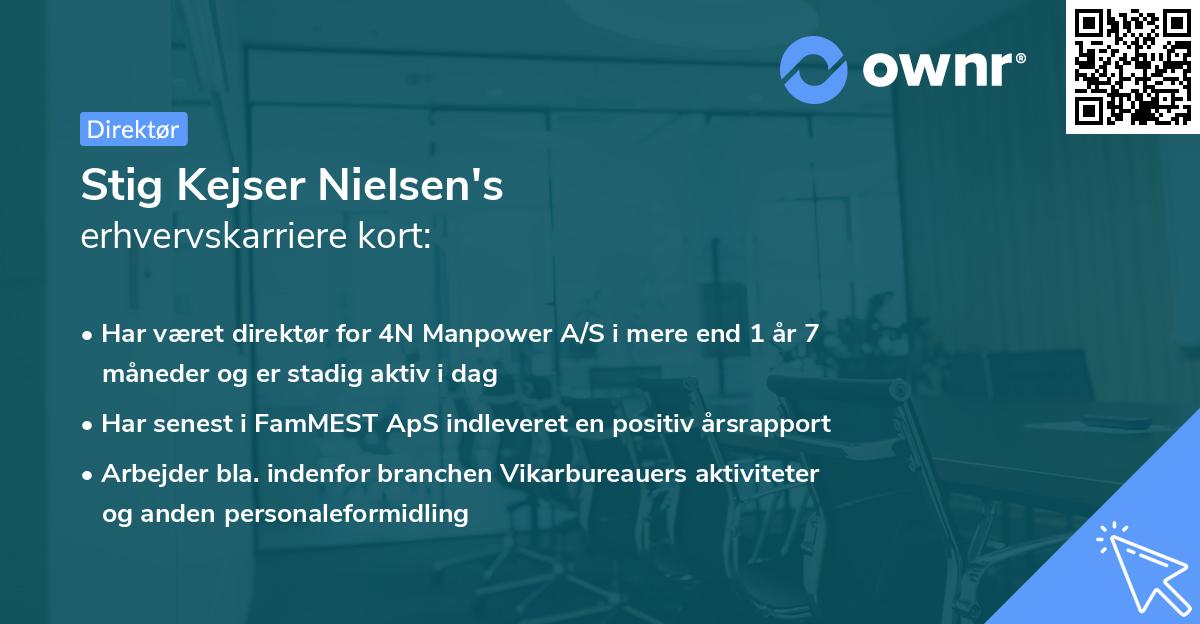 Stig Kejser Nielsen's erhvervskarriere kort