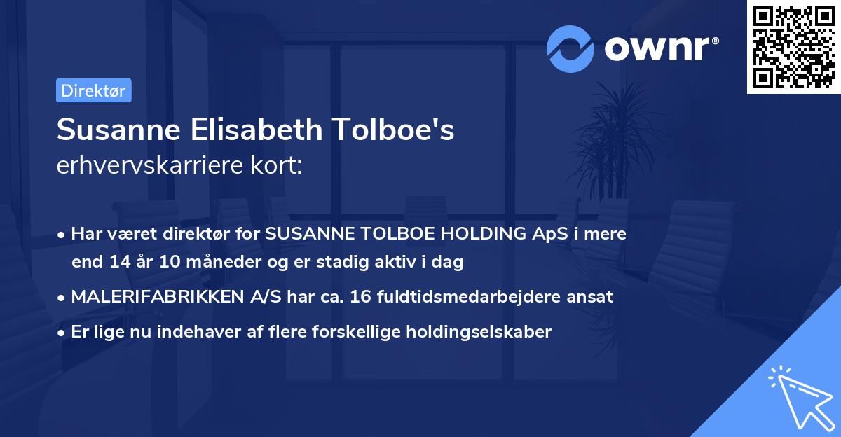 Susanne Elisabeth Tolboe's erhvervskarriere kort