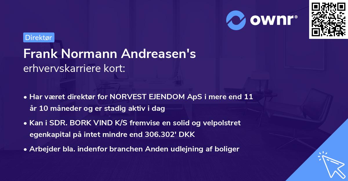 Frank Normann Andreasen's erhvervskarriere kort
