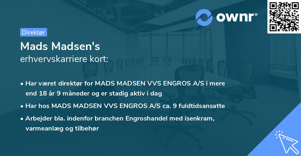 Mads Madsen's erhvervskarriere kort