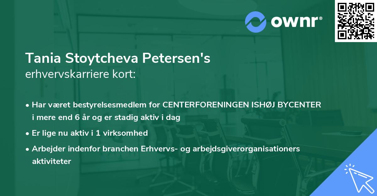 Tania Stoytcheva Petersen's erhvervskarriere kort