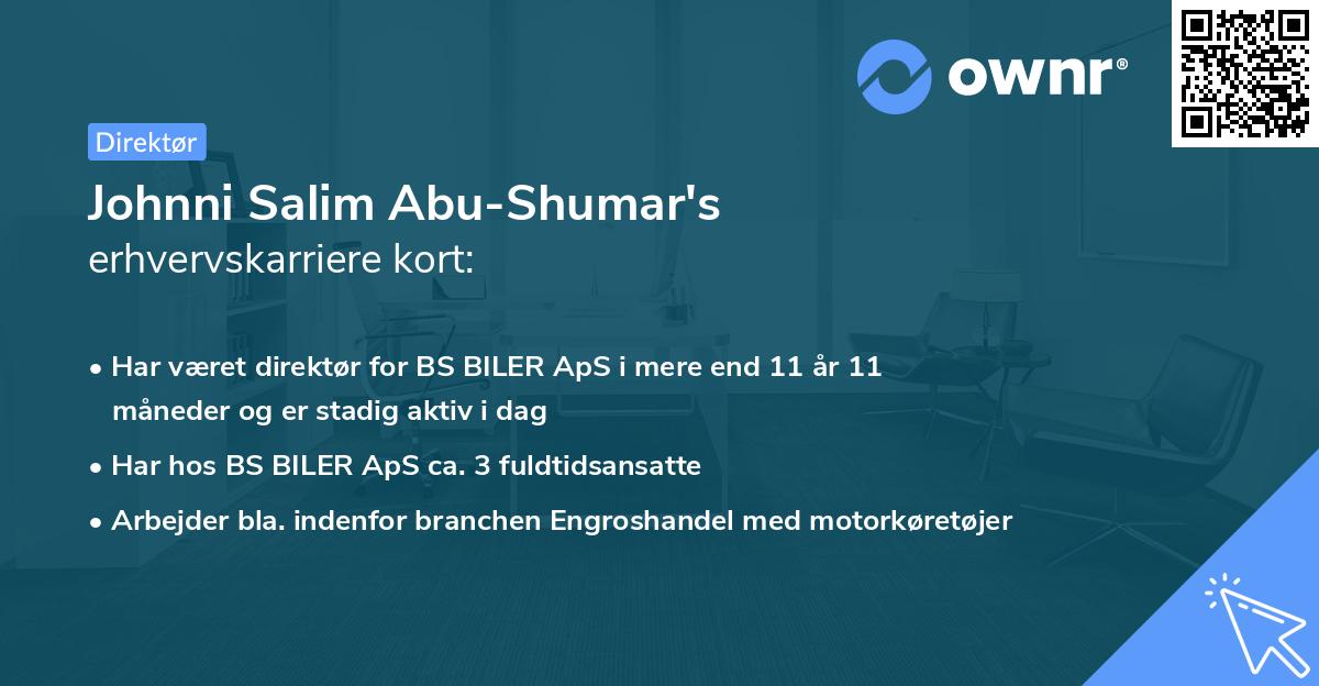 Johnni Salim Abu-Shumar's erhvervskarriere kort