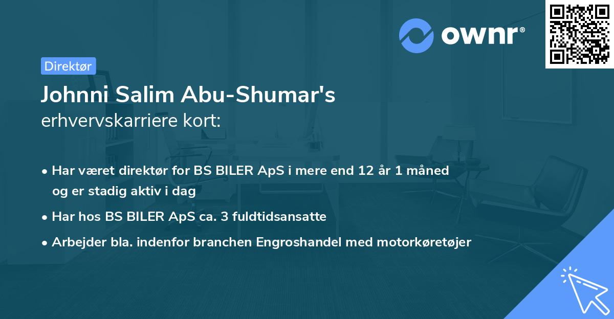 Johnni Salim Abu-Shumar's erhvervskarriere kort