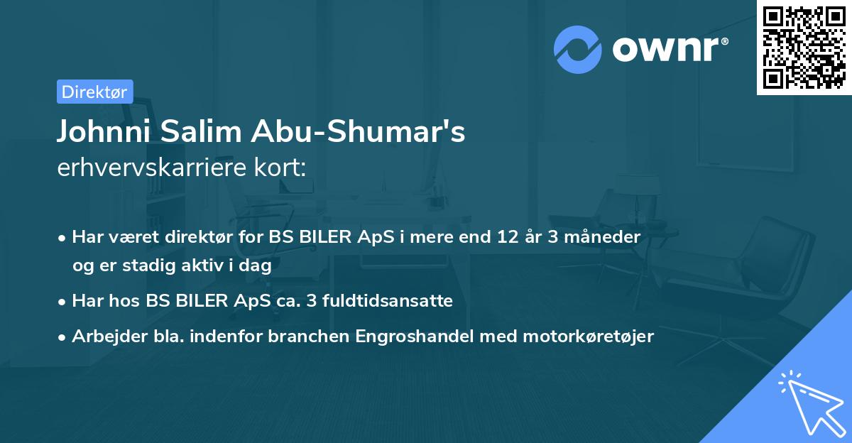 Johnni Salim Abu-Shumar's erhvervskarriere kort