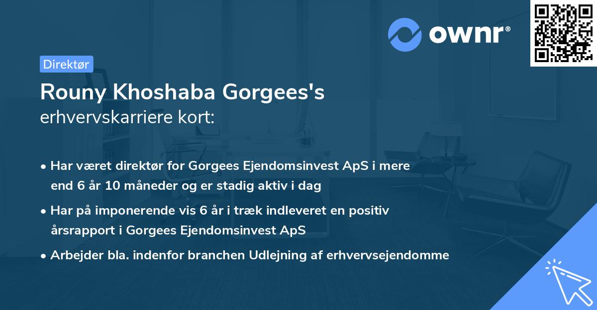 Rouny Khoshaba Gorgees's erhvervskarriere kort
