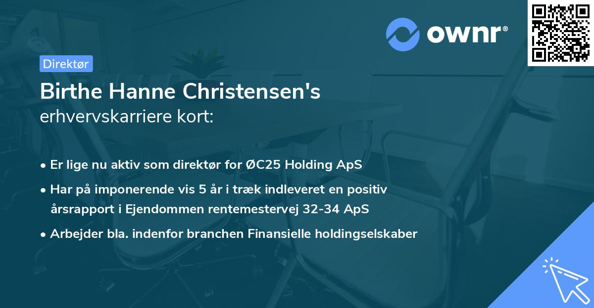 Birthe Hanne Christensen's erhvervskarriere kort