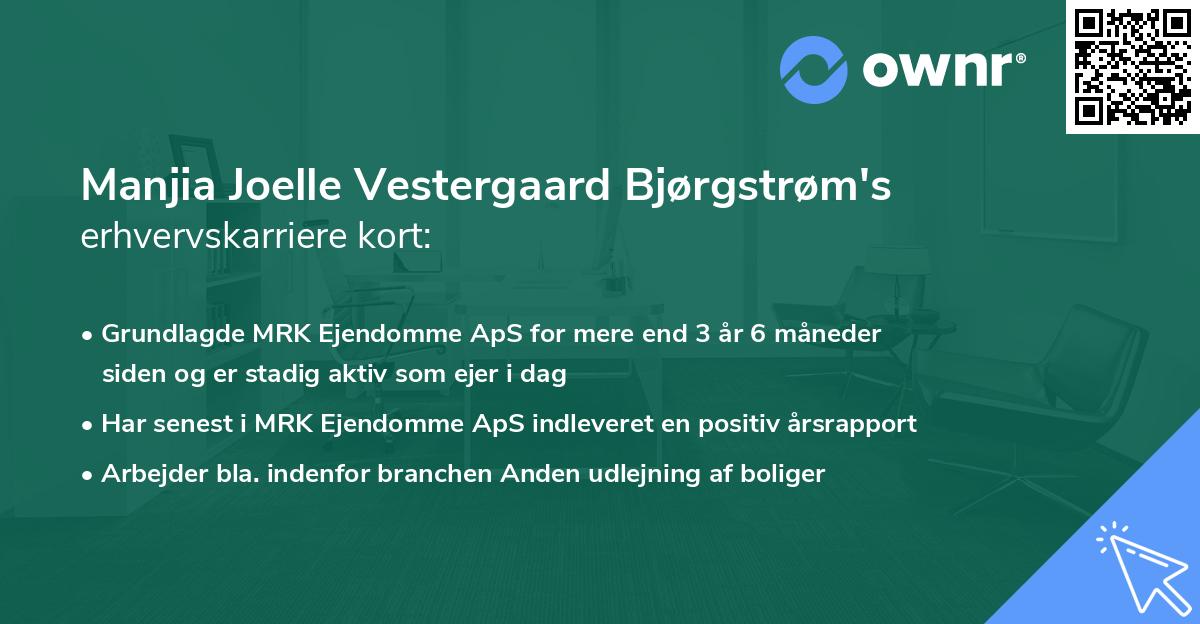 Manjia Joelle Vestergaard Bjørgstrøm's erhvervskarriere kort