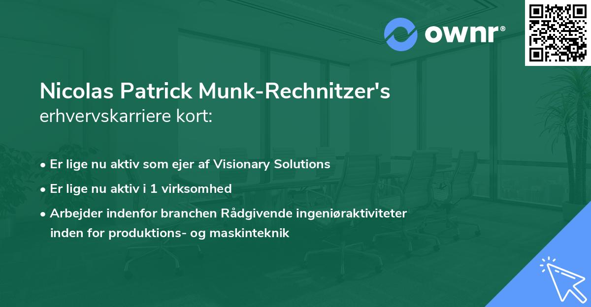 Nicolas Patrick Munk-Rechnitzer's erhvervskarriere kort