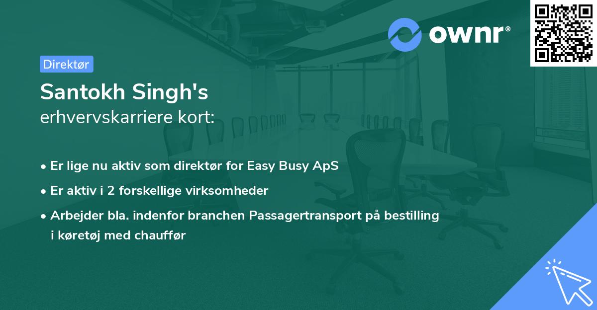 Santokh Singh's erhvervskarriere kort