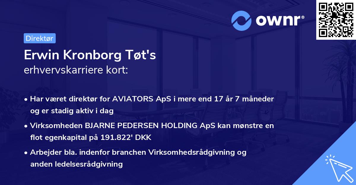 Erwin Kronborg Tøt's erhvervskarriere kort