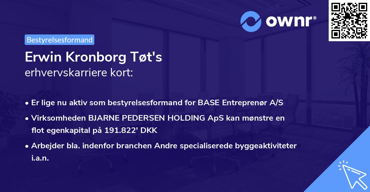Erwin Kronborg Tøt's erhvervskarriere kort