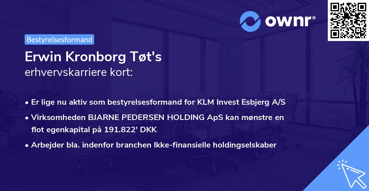 Erwin Kronborg Tøt's erhvervskarriere kort