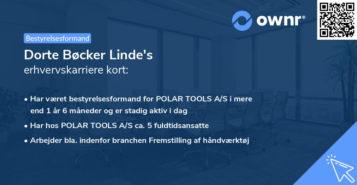 Dorte Bøcker Linde's erhvervskarriere kort